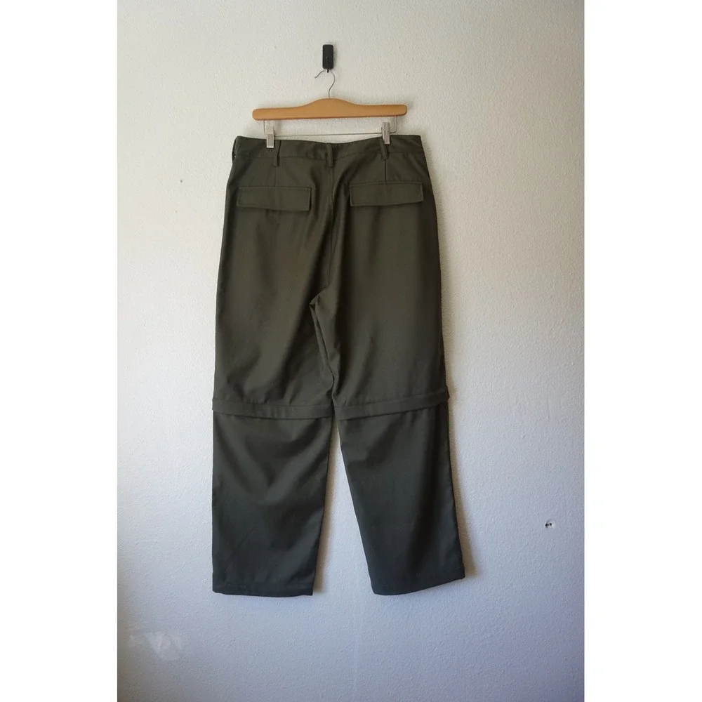 Oak + Fort CONVERTIBLE CARGO PANT Utilitarian Gorpcore Straight Leg Green Size L